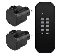 EMOS P0068 Set Radio, 2 Prese Schuko per Esterni + 1 Telecomando, IP44, Protezione dagli Spruzzi, Portata 30 m, 3000 W, 250 V