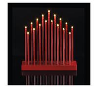 EMOS Portacandele a LED con 17 candele, rosso, funzionamento a batteria, 3 batterie AA, IP20, funzione timer 6/18h, 28,5 x 26,5 cm