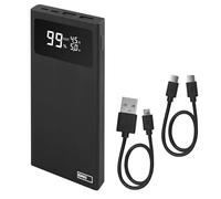 EMOS Power Bank BetaQ 10000 mAh, 22,5 W, batteria esterna Quick-Charge con passthrough e display, 3 uscite + 2 ingressi inclusi, cavo dati USB/USB-C, Auto on/off, nero