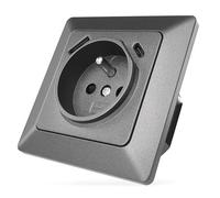 EMOS - Presa da incasso francese standard con 2 porte USB (tipo A e tipo C) - presa da parete per cellulare o smartphone - presa 250 V e PD Fast Charge 5 V/3 A - nero