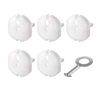 EMOS - Presa di sicurezza 5 pezzi con chiave - protezione bianca - previene incidenti e scosse elettriche - Protezione per neonati e bambini