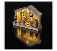EMOS Presepe con personaggi dipinti a mano, decorazione natalizia con 5 LED, luce bianca calda, funzionamento a batteria (3 x AA), IP20 interno, funzione timer 6/18h, durata 10000 h