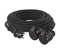 Emos - Prolunga con 2 prese Schuko, 15 m, doppia prolunga, 2 prese con contatto di protezione, cavo in gomma per esterni, IP44, H05RR-F3G 1,5 mm2