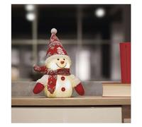 EMOS Pupazzo di neve a LED con 4 LED, decorazione natalizia, pupazzo di neve seduto con sciarpa rossa e berretto a punta, decorazione invernale illuminata, 18 x 25 cm, luce bianca calda, funzionamento