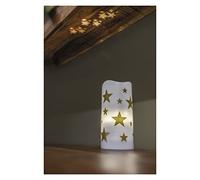 EMOS Robusta candela a LED con proiettore, motivo a stelle, in plastica, bianco caldo, dimensioni 7 x 15 cm, funzionamento USB o a batteria (3 x AAA), durata 10.000 ore, IP20 per interni, DCPW03