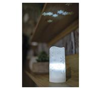 EMOS Robusta candela LED con proiettore, motivo fiocchi di neve in bianco freddo, dimensioni 7 x 15 cm, funzionamento USB o a batteria (3 x AAA), durata 10.000 ore, IP20 interno, DCPC05, plastica
