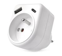 EMOS - Semplice presa francese con porta USB-A e USB-C - Adattatore per presa interna (IP20) - bianco - 250V/16A/3680W - Tipo francese
