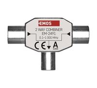 EMOS Soft di alimentazione/single-class, 2 scomparti con presa coassiale (IEC), completamente schermato, 3,5 dB, frequenza 0,1-1000 MHz, 1 uscita/2 ingressi, con passaggio DC