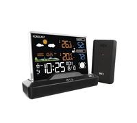 EMOS - Stazione meteo senza cornice con sensore esterno - termometro, igrometro, barometro, previsioni meteo, memoria - orologio radio con sveglia, calendario - doppia alimentazione (alimentatore