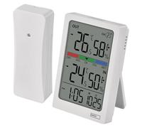 EMOS - Termometro digitale e igrometro con sensore wireless, portata di 100 m - tendenza temperatura e umidità, visualizzazione comfort, data, ora con funzione sveglia - funzionamento a batteria