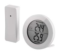 Emos Termometro digitale per misurare la temperatura esterna e interna, con sensore esterno, sensore radio wireless, raggio di azione di 80 m, funzione di memoria (versione in lingua italiana non garantita)
