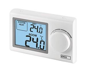 EMOS Termostato ambiente digitale, a parete portatile per sistemi di riscaldamento e raffreddamento, regolatore della temperatura per il controllo meccanico, cablato