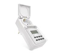EMOS - Timer digitale per esterni - Presa IP44 Schuko - Timer esterno con tappo di protezione, 10 programmi, maggiore protezione da contatto, backup batteria - bianco