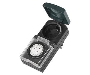 EMOS - Timer meccanico esterno con presa Schuko - 48 cicli ogni 30 minuti - 3680 W - ideale per controllare sistemi di irrigazione e decorazioni natalizie - IP44 per esterni - Bianco