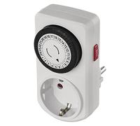 EMOS Timer meccanico Schuko con interruttore, presa interna programmabile con 48 cicli ciascuno 30 minuti, protezione da contatto elevata, bianco