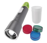EMOS - Torcia a LED in metallo ricaricabile con zoom - 8 modalità di illuminazione - resistente agli urti, impermeabile - super luminosa fino a 600 lm, max. 350 m - 4 tappi - per casa ed esterni