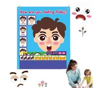Emotional Learning Faces Kit - Social Skills Activity Set | 12x12in Felt Emoticon Kit with Play Cards, Soft Fabric Learning Pieces with Interactive Features, Educational for Classroom, Home, Park