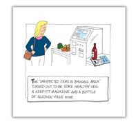 Emotional Rescue Biglietto di auguri artistico, aperto, divertente, vuoto, con scritta in lingua inglese Unexpected items in bagging area, prodotto dalla collezione Norbert & Val, biglietto