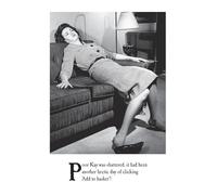 Emotional Rescue Biglietto di auguri con foto femminile, con scritta in lingua inglese Shattered (lingua italiana non garantita) - Donna accasciata sul divano - dalla collezione On The Ceiling -