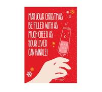 Emotional Rescue Biglietto di Natale umoristico, May your Christmas be filled with as much cheer as your liver can handle, 17,6 x 12,4 cm, multicolore