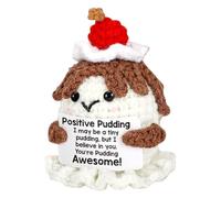 Emotional Support Crochet Pudding, Motivational Plush Soft Doll, 3.94x2.56 inches Handmade Comfort Toy, Inspirational Gift with Uplifting Message, Friends Nurse Teacher Graduation Birthday