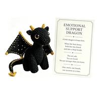 Emotional Support Dragon Plush Pocket Buddy Soft Mini Comfort Companion Stress Relief Desk Decor Cute Dragon Gift for Anxiety Relief Cheer Up Present for Adults Friends Office (Black)