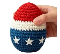 Emotionally Patriotic Knitted Ball: The knitted hacky ball features a bright red, white, and blue American flag design, conveying patriotic emotions with strong visual appeal. Ideal for national holid
