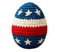 Emotionally Patriotic Knitted Ball: The knitted hacky ball features a bright red, white, and blue American flag design, conveying patriotic emotions with strong visual appeal. Ideal for national holid