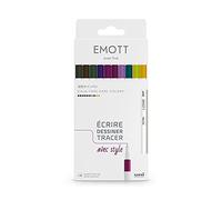 Emott Uni Ball set di 10 pennarelli Uni Mitsubishi toni dark colors per scrittura disegno tratteggio 04 mm ametista bluverde orchidea grigio giallo marrone bordeaux kaki mela viola.