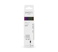 Emott - Uni Ball, set di 5 pennarelli Uni Mitsubishi, colori vintage, con punta fine 0,4 mm, per scrivere, disegnare, tratteggiare con stile, marrone, grigio, ametista, viola, verde kaki
