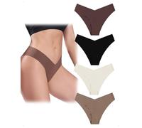 EMOTTOS 4 Pezzi Mutande Donna Senza Cuciture, Slip Donna Microfibra V Waist, Invisibili Slip Donne Senza Cuciture Hipster, Mutande da Donne Comodi Elasticizzati, Mutandine Women Morbidi, 4 Colori, S