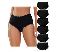 EMOTTOS 6 Pezzi Slip Donna Senza Cuciture, Mutande Senza Cuciture Donna Invisibili, Mutande da Donne Elasticizzati Comodi, Slip Donne Leggero Morbidi, Mutandine Women Vita Media, Nero, M
