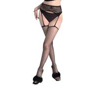 EMOTTOS Calze Autoreggenti da Donna 1 Paio, Calze con Bretelle Oleate a Pois per Reggicalze Lucide Oliose, Calze Reggicalze in Gomma Antiscivolo per Donna, Taglia Unica, Nero