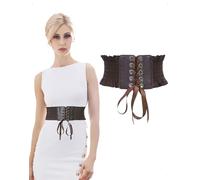 EMOTTOS Cintura Corsetto da Donna Elastica Larga, Cintura Sottoseno Stringata Corsetto Lacci Pelle Dettagli, Elastico Cinch Bustino Fusciacca Bottoni a Pressione per Camicia Abiti Cappotto, Marrone