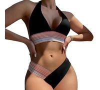 EMOTTOS Costume da Bagno Sexy a Coste da Donna, Costume da Bagno con Scollo a V e Controllo della Pancia Senza Reggiseno, Costume da Bagno Curvy Morbido a Vita Alta in Due Pezzi(4 Stili, S/M/L)