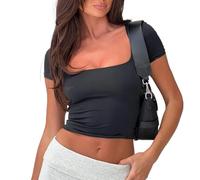EMOTTOS Donne Y2k Slim Tops, Estate Sexy Collo Quadrato Senza Maniche, Top Top Top Top Crop Slim Fit off-Shoulder Camisole(Nero, XL)