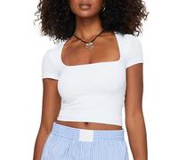 EMOTTOS Donne Y2k Slim Tops, Estate Sexy Collo Quadrato Senza Maniche, Top Top Top Top Crop Slim Fit off-Shoulder Camisole(Bianco, S)