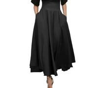 EMOTTOS Gonna Lunga da Donna, Bow Waist Knots Frilly Gonna Alta Vita Gonne Lunga, Alta qualità Casual Due Tasche Laterali A Linea Leggera Gonna, S, Nero