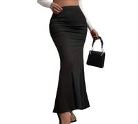 EMOTTOS Gonna Lunga da Donna con Coda di Pesce, Maxi Gonna Stretta Pieghe Sexy a Vita Alta, Linea A Gonne Lunghe Mezza Elastiche a Coda di Pesce da Donna, Nero, M