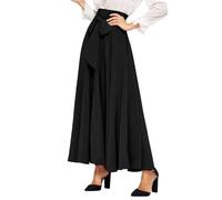 EMOTTOS Gonna Lunga Estiva Donna con Fiocco sul Davanti, Elegante con Linea ad A e Vita Alta, Fluida, Traspirante e Casual, Nero S