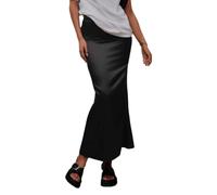EMOTTOS Gonna Raso Lunga da Donna, Vita Alta Gonne Satin, Alta qualità Casual Cerniera A Line Avvolgente Sull'anca Leggera Maxi Gonna Donna, M, Nero
