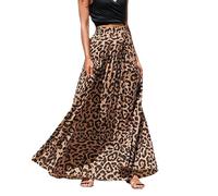 EMOTTOS Maxi Gonna Estiva da Donna, Stampa Leopardata, Gonna Bohémien, Slim Fit, Vita Alta, Bohémien, Vintage, Spiaggia, Vacanze, Tessuti Elasticizzati, Gonna Lunga a Linea fluida Swing Casual M