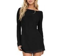 EMOTTOS Mini Abito Senza Schienale da Donna, Vestito Scoperta da Cocktail a Rete con Spalline Regolabili, Vestito Trasparente con Scollo Rotondo da Club per Feste di Compleanno, Nero, L