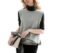 EMOTTOS Pullover Senza Maniche da Donna, Gilet in Maglia da Donna con Bottoni Laterali e Scollo Rotondo, Maglieria Vintage Morbida e Casual, Grigio, Taglia Unica