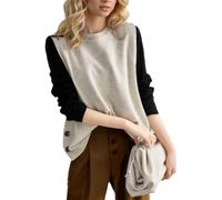 EMOTTOS Pullover Senza Maniche da Donna, Gilet in Maglia da Donna con Bottoni Laterali e Scollo Rotondo, Maglieria Vintage Morbida e Casual, Beige, Taglia Unica