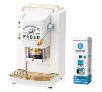 emozioni quotidiane Macchina caffè Faber PRO Deluxe con Rifiniture in Ottone a Cialde in Carta Ese 44 mm + Kit Manutenzione Decalcificante +20 Cialde Caffe Omaggio, 1.3 lt (Bianco)