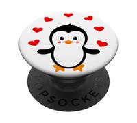 Emperor Penguin Red Heart Antarctica Winter Gift White PopSockets PopGrip Adesivo