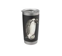 Emperor Penguins and Chick Vintage Art Bicchiere termico in acciaio inox doppia parete