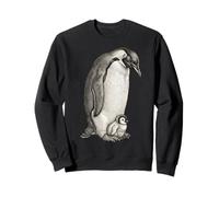 Emperor Penguins And Chick Vintage Art Felpa