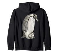 Emperor Penguins And Chick Vintage Art Felpa con Cappuccio